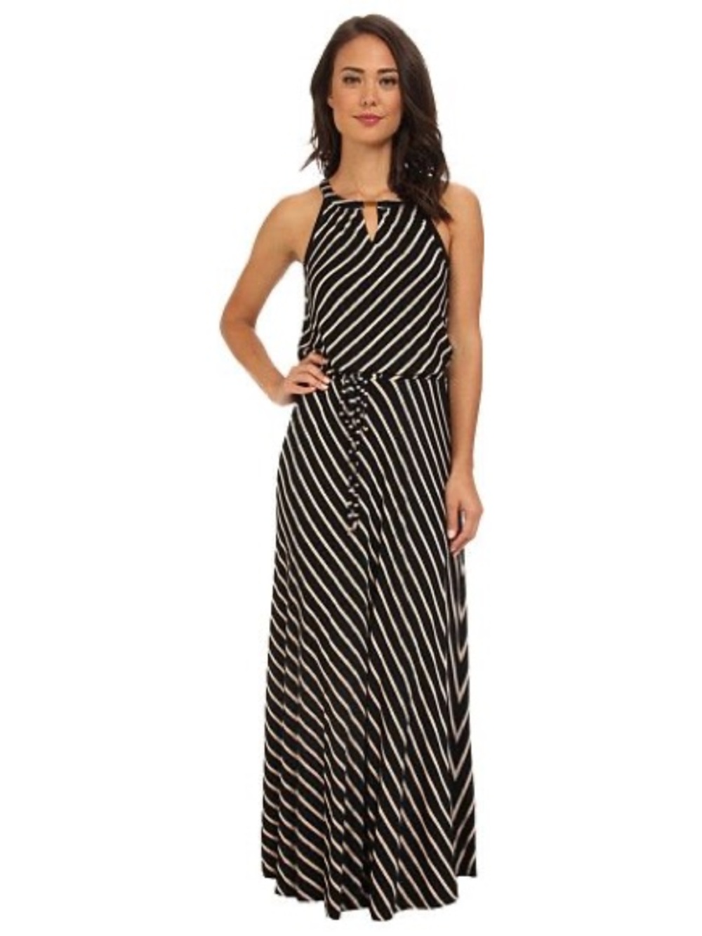 Calvin Klein Keyhole Striped Maxi Dress